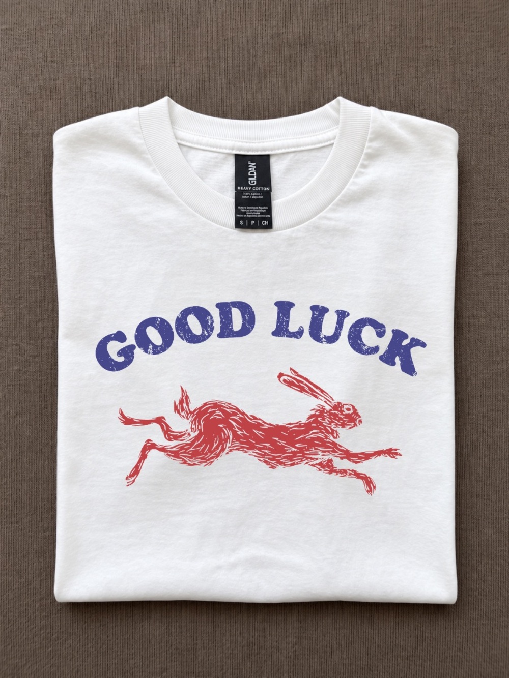 Gildan GOOD LUCK Graphic Tee, Retro Rabbit Tee, Bunny Shirt, Cool Gift For Her